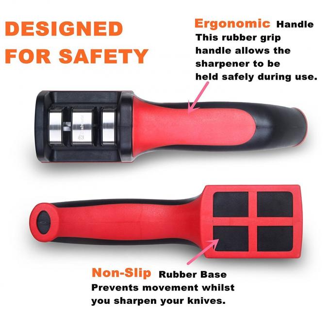 Kitchen Handle Knife Sharpener , Tungsten Blade 2 Stage Handle Knife Sharpener
