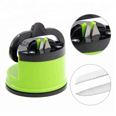 Round Double Kitchen Knife Sharpener With Suction Pad , Blister Packing