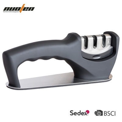 Three V - Shaped Family Kitchen Knife Sharpener Grooves Steel Blades With BSCI Approved
