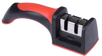 Red ABS Two Step Knife Sharpener With Tungsten Steel For Metal Knife